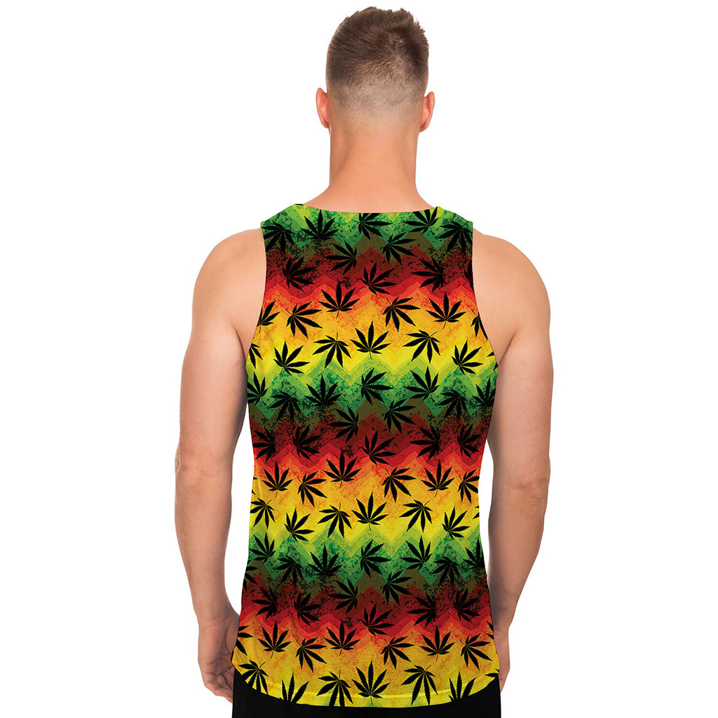 Cannabis Rasta Pattern Print Men's Tank Top