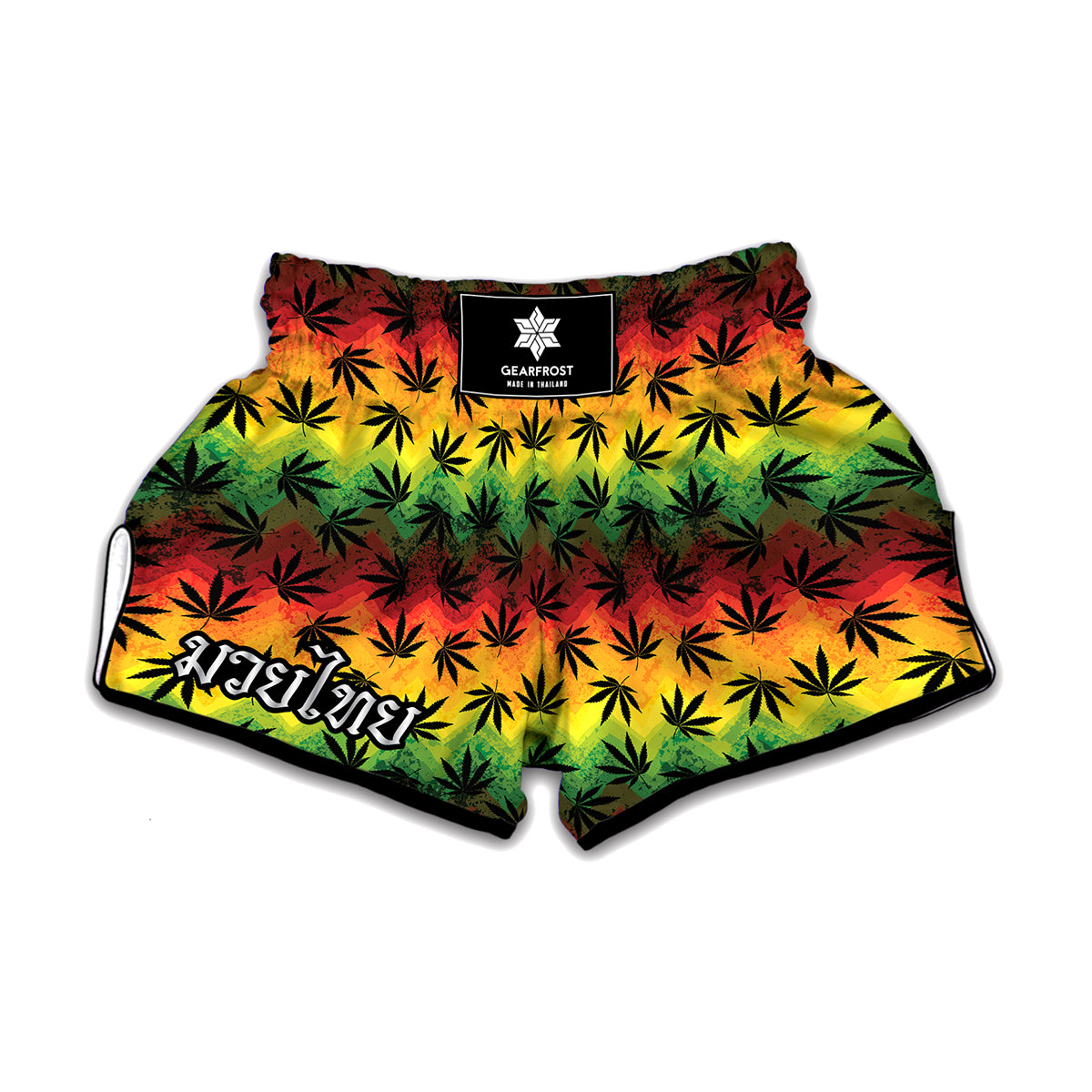 Cannabis Rasta Pattern Print Muay Thai Boxing Shorts