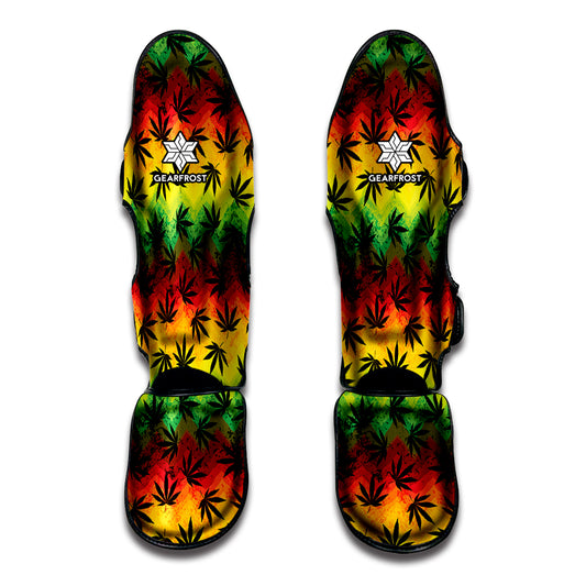 Cannabis Rasta Pattern Print Muay Thai Shin Guard