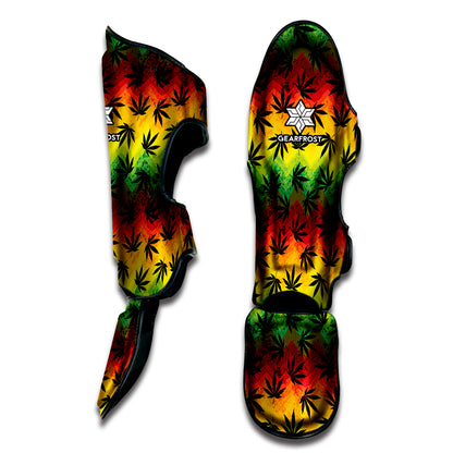 Cannabis Rasta Pattern Print Muay Thai Shin Guard