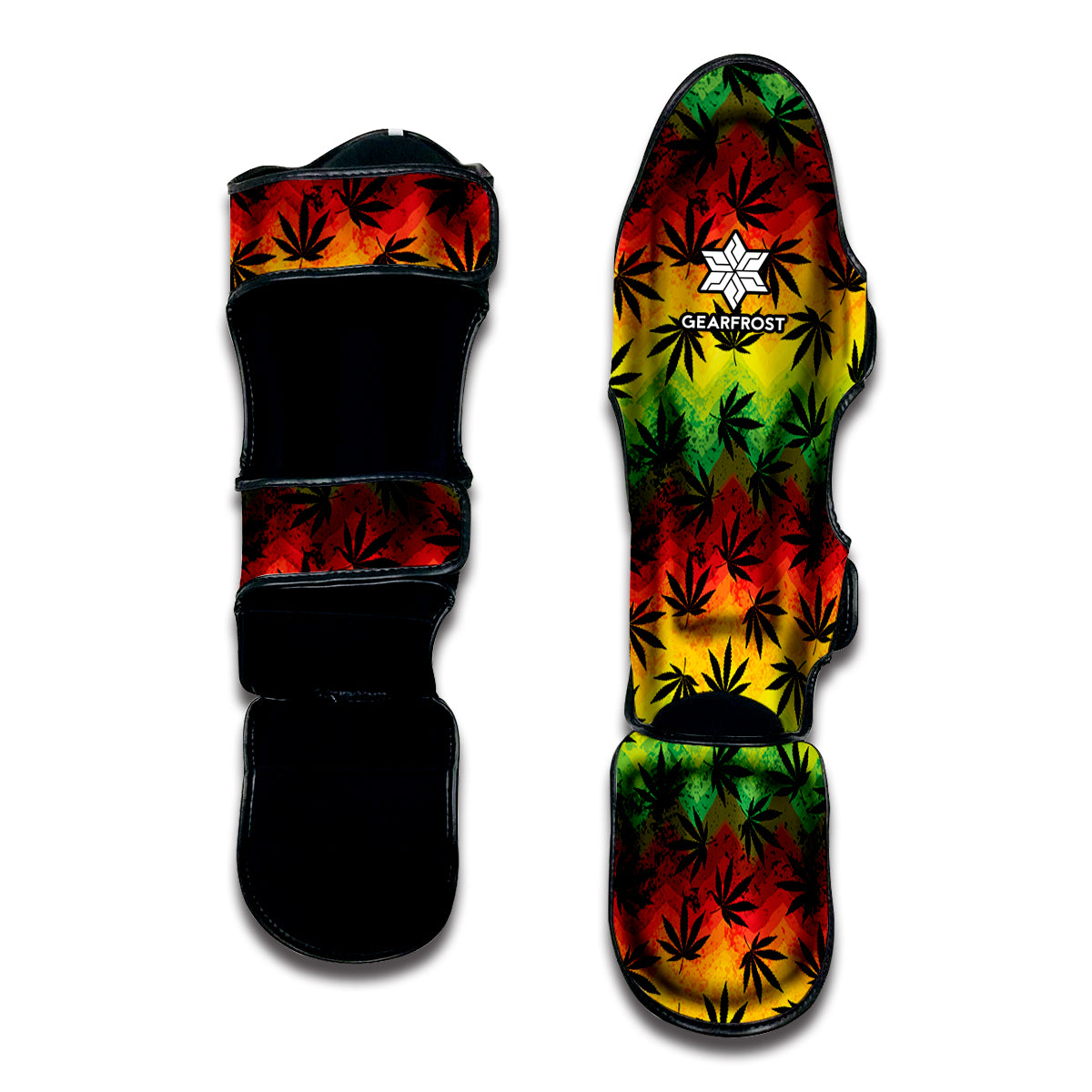 Cannabis Rasta Pattern Print Muay Thai Shin Guard