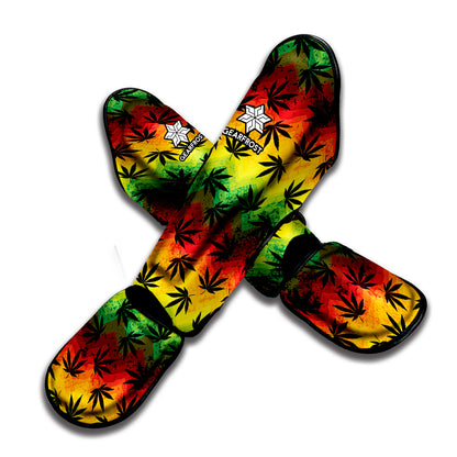 Cannabis Rasta Pattern Print Muay Thai Shin Guard