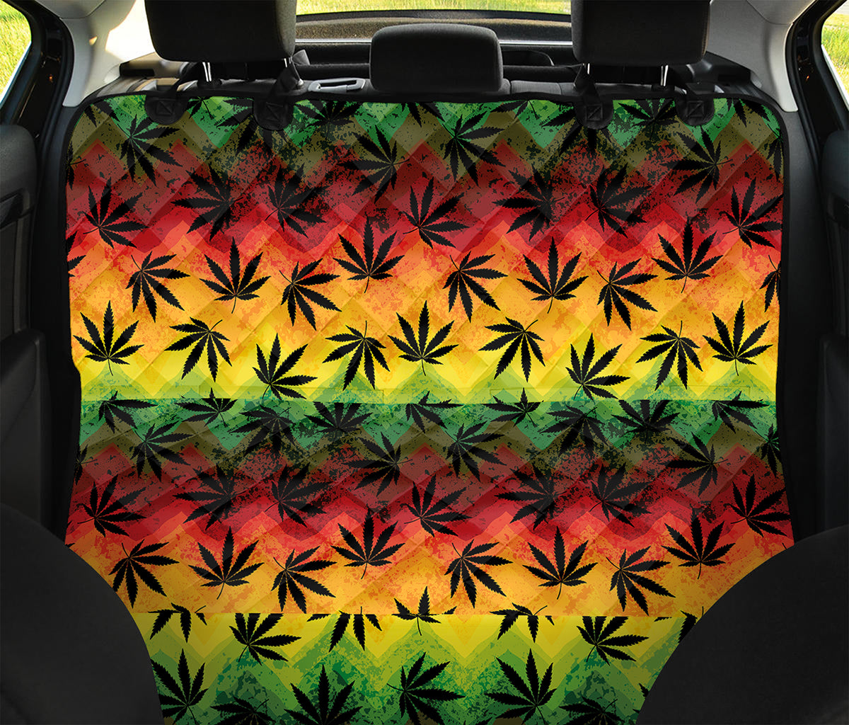 Cannabis Rasta Pattern Print Pet Car Back Seat Cover
