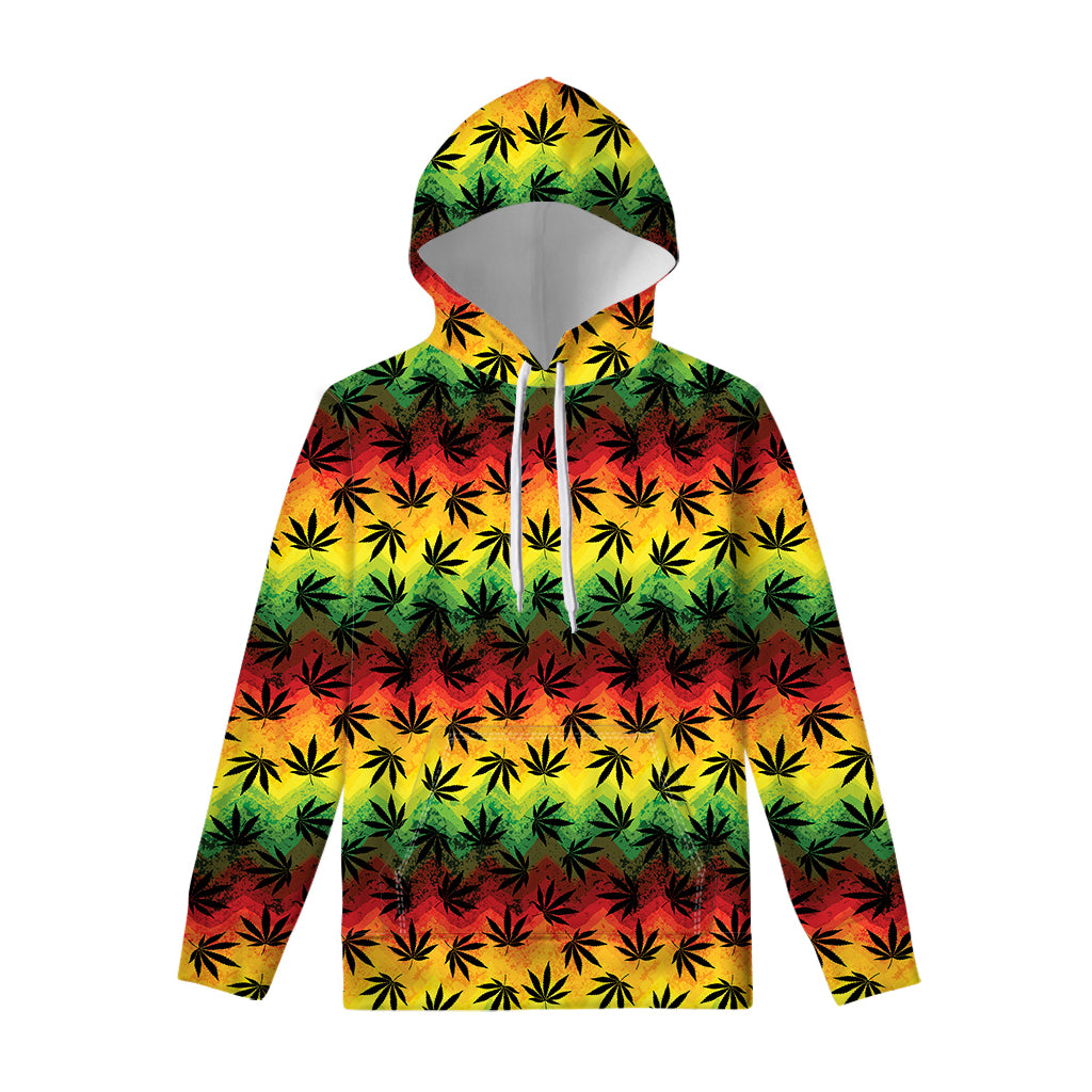 Cannabis Rasta Pattern Print Pullover Hoodie
