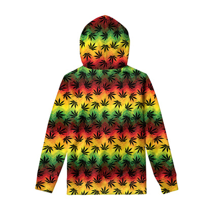 Cannabis Rasta Pattern Print Pullover Hoodie
