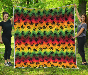 Cannabis Rasta Pattern Print Quilt