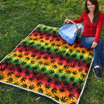 Cannabis Rasta Pattern Print Quilt