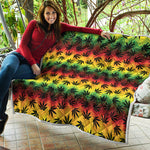 Cannabis Rasta Pattern Print Quilt