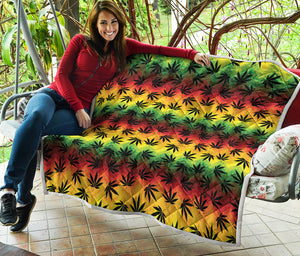 Cannabis Rasta Pattern Print Quilt