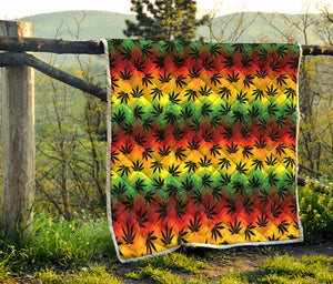 Cannabis Rasta Pattern Print Quilt