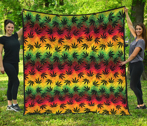 Cannabis Rasta Pattern Print Quilt