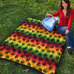 Cannabis Rasta Pattern Print Quilt