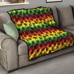 Cannabis Rasta Pattern Print Quilt