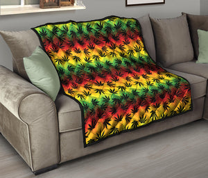 Cannabis Rasta Pattern Print Quilt