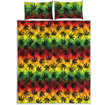 Cannabis Rasta Pattern Print Quilt Bed Set