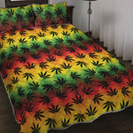 Cannabis Rasta Pattern Print Quilt Bed Set