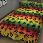 Cannabis Rasta Pattern Print Quilt Bed Set