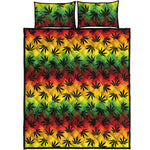 Cannabis Rasta Pattern Print Quilt Bed Set