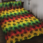 Cannabis Rasta Pattern Print Quilt Bed Set