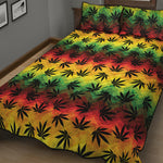 Cannabis Rasta Pattern Print Quilt Bed Set