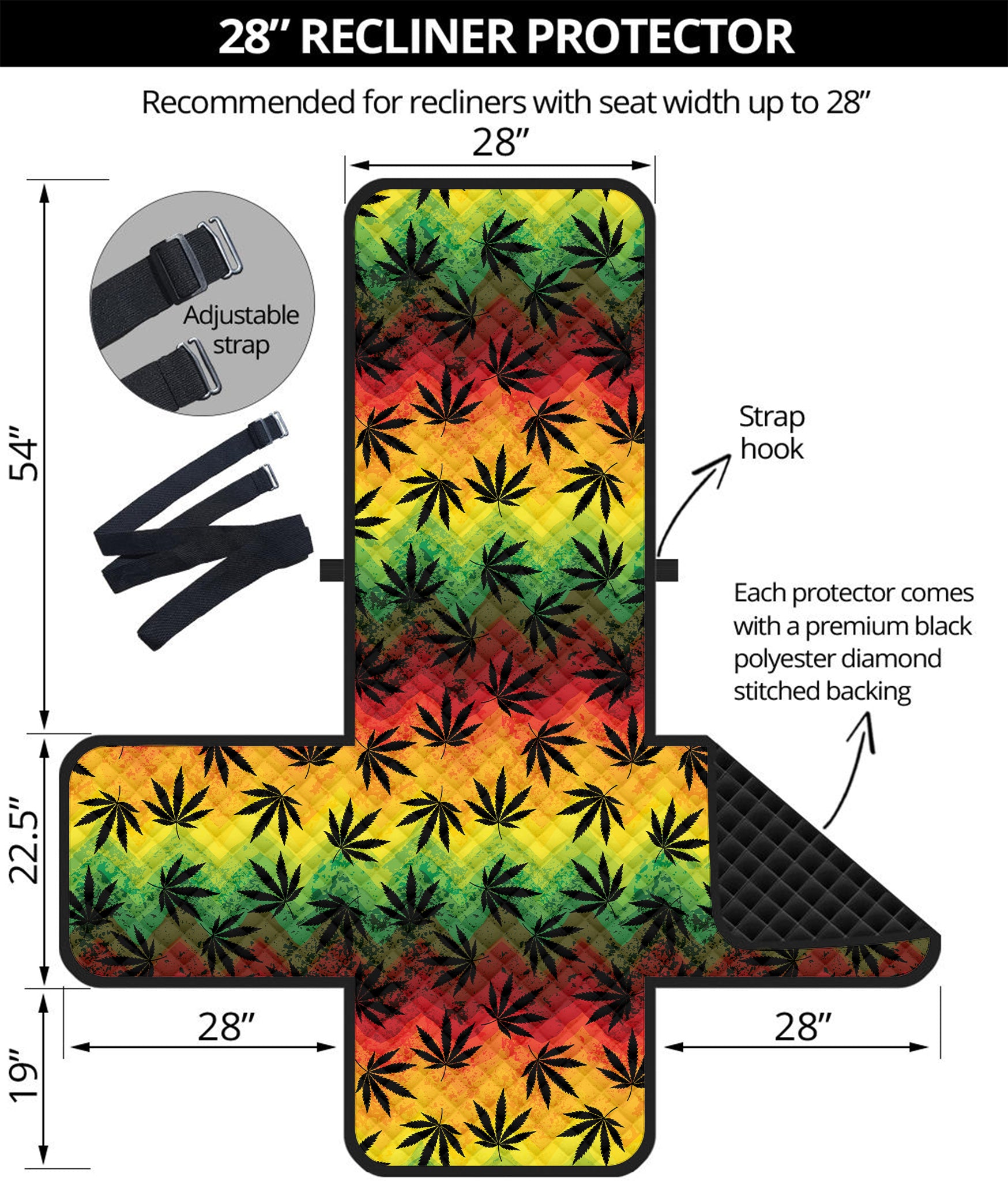 Cannabis Rasta Pattern Print Recliner Protector