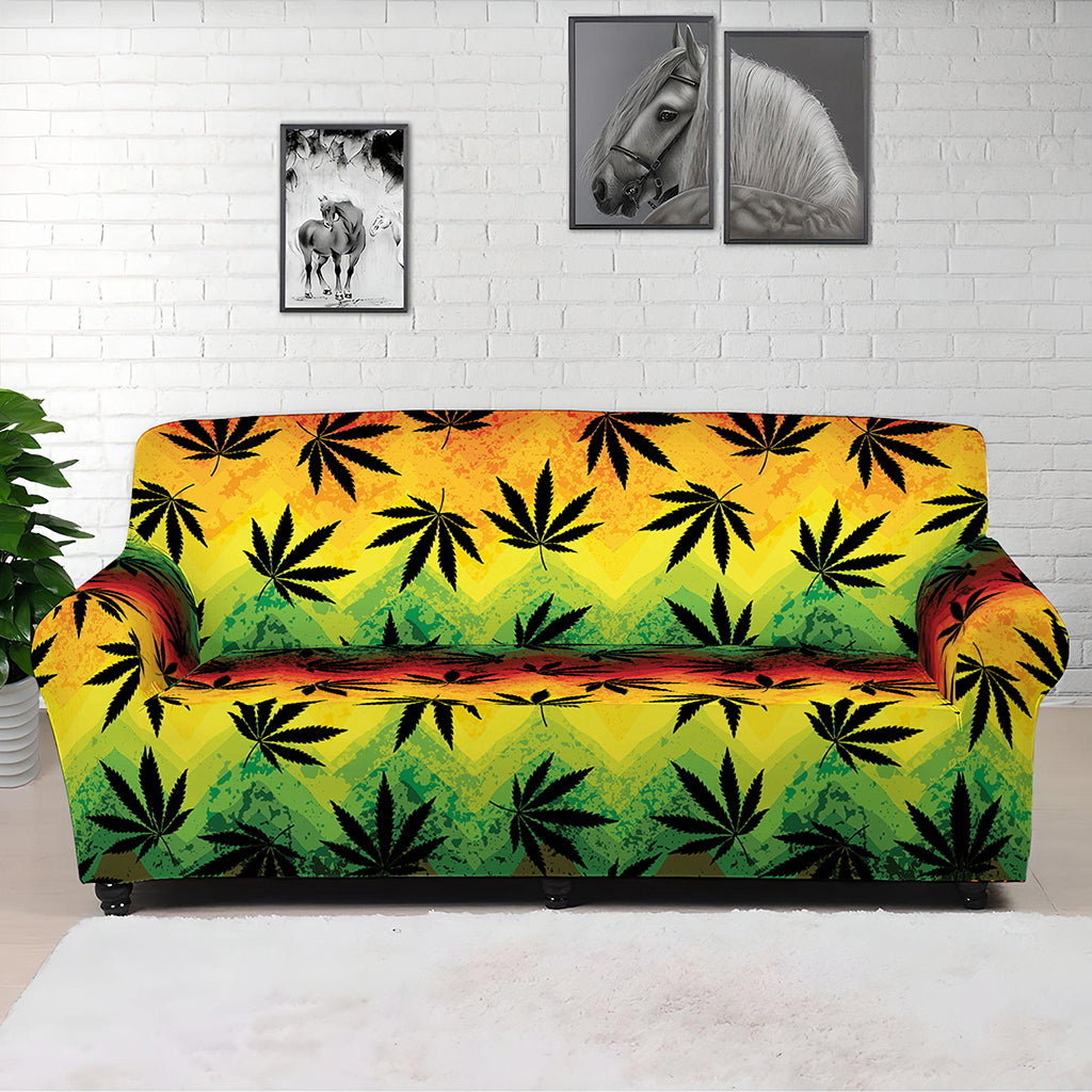 Cannabis Rasta Pattern Print Sofa Cover