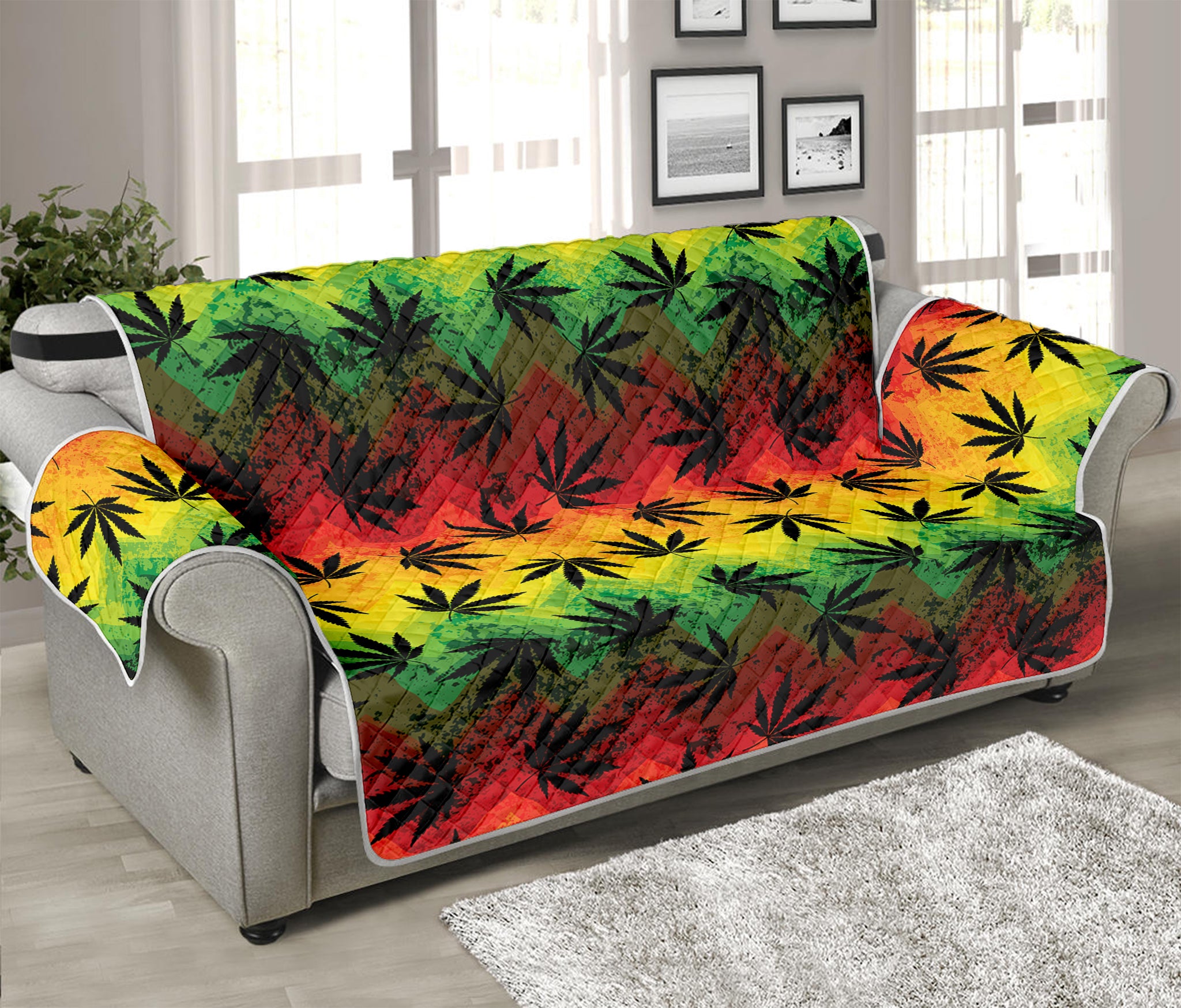 Cannabis Rasta Pattern Print Sofa Protector