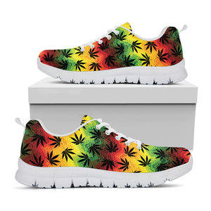 Cannabis Rasta Pattern Print White Sneakers