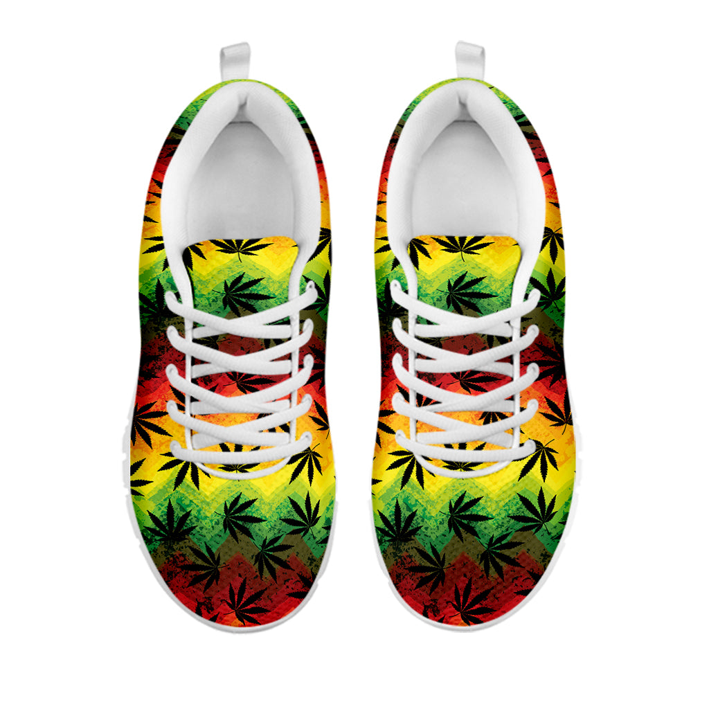 Cannabis Rasta Pattern Print White Sneakers