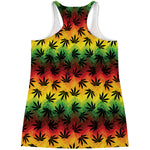 Cannabis Rasta Pattern Print Women's Racerback Tank Top