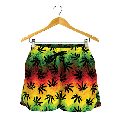 Cannabis Rasta Pattern Print Women's Shorts