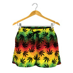 Cannabis Rasta Pattern Print Women's Shorts