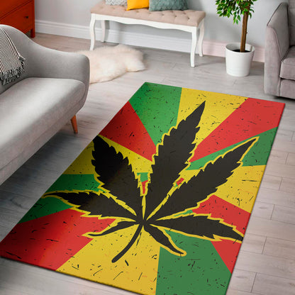 Cannabis Rasta Print Area Rug
