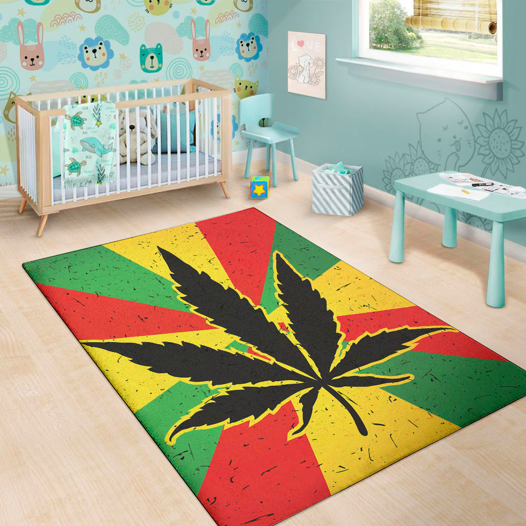 Cannabis Rasta Print Area Rug