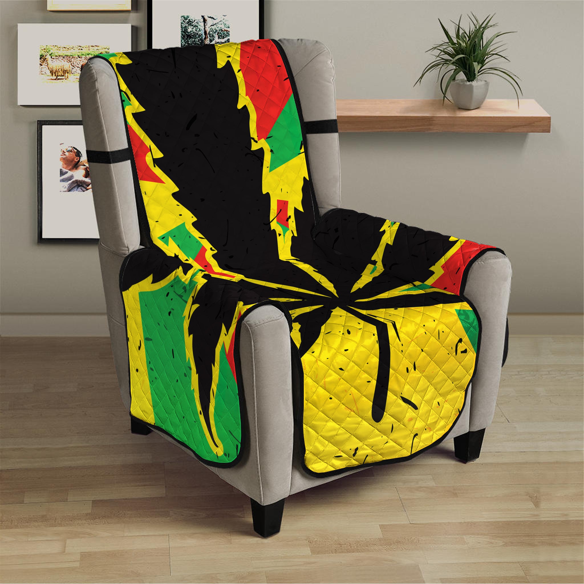 Cannabis Rasta Print Armchair Protector