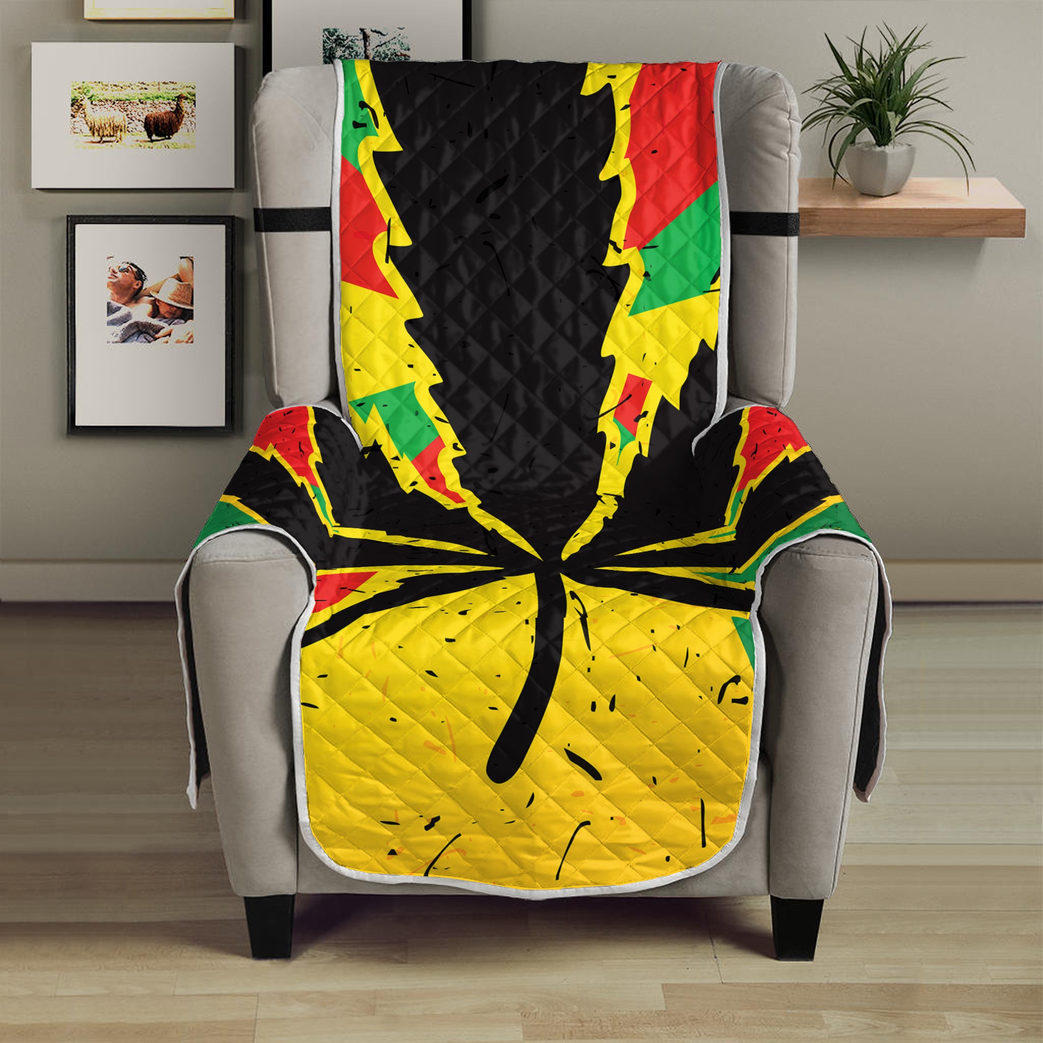 Cannabis Rasta Print Armchair Protector