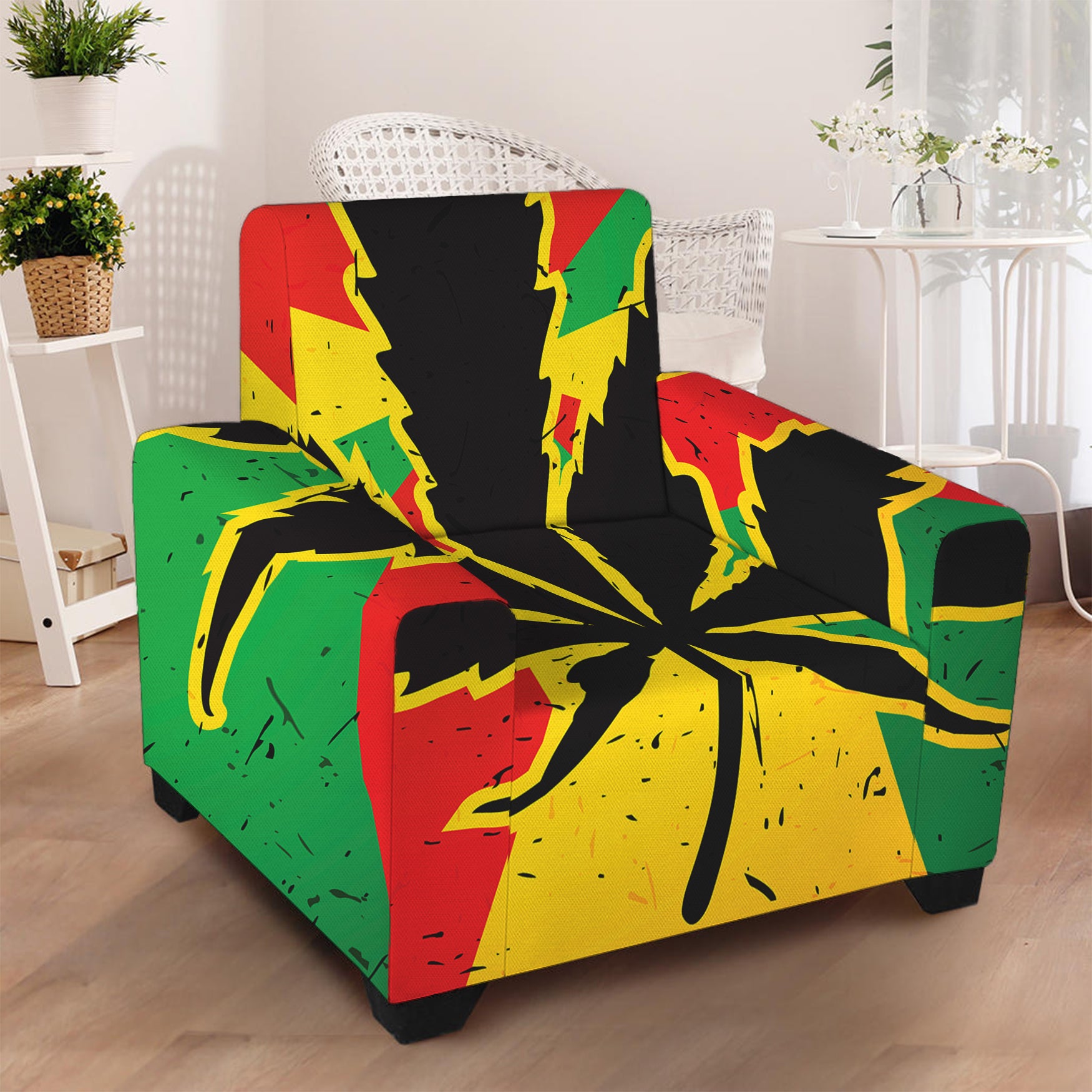 Cannabis Rasta Print Armchair Slipcover