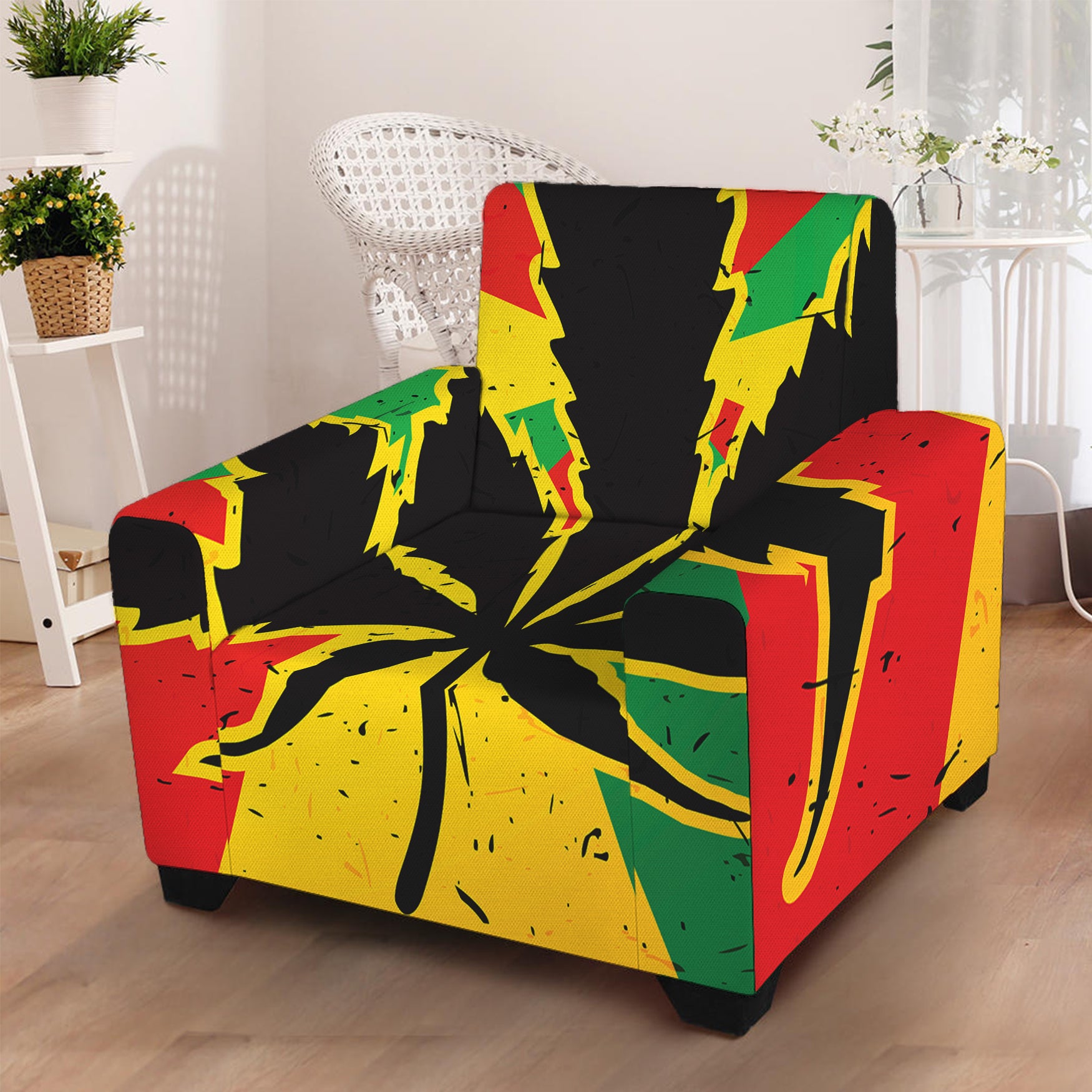 Cannabis Rasta Print Armchair Slipcover