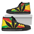 Cannabis Rasta Print Black High Top Sneakers