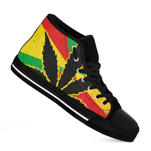 Cannabis Rasta Print Black High Top Shoes