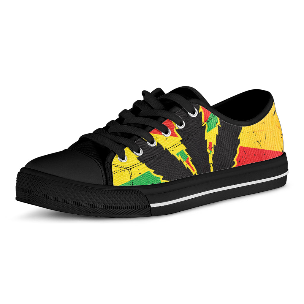 Cannabis Rasta Print Black Low Top Shoes 