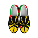 Cannabis Rasta Print Black Slip On Shoes