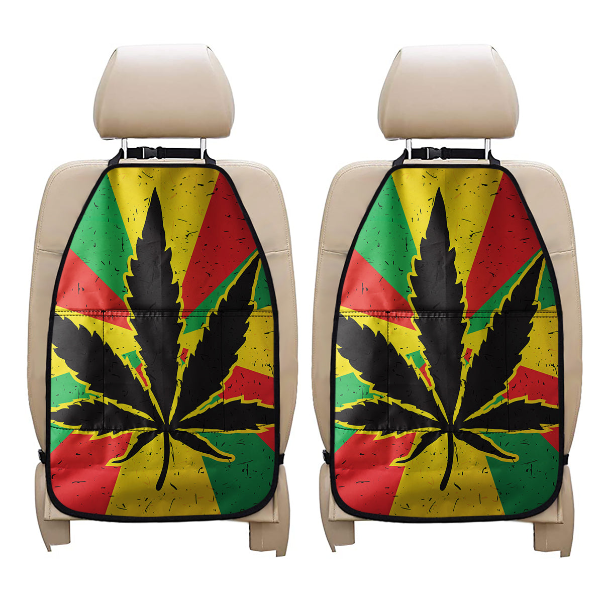 Cannabis Rasta Print Car Seat Organizers