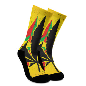 Cannabis Rasta Print Crew Socks