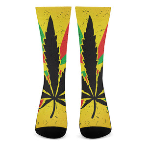 Cannabis Rasta Print Crew Socks