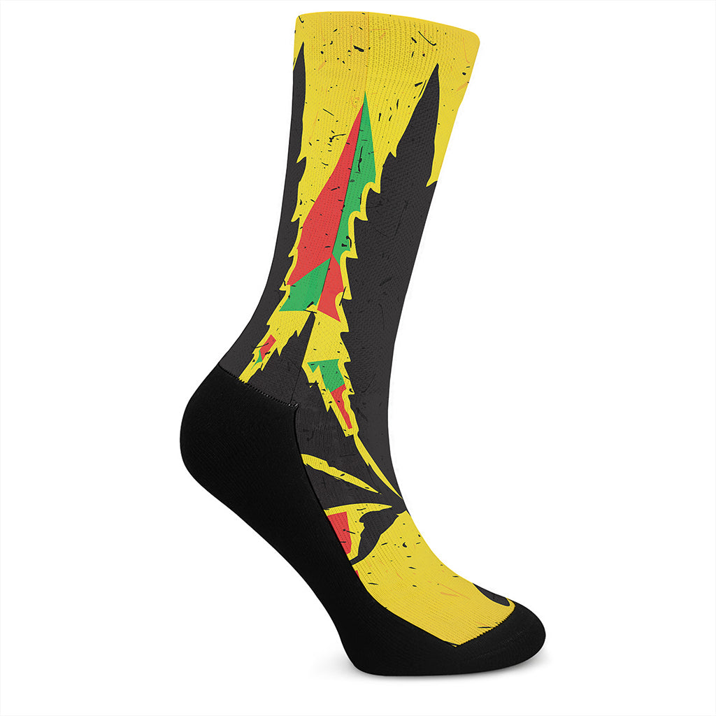 Cannabis Rasta Print Crew Socks