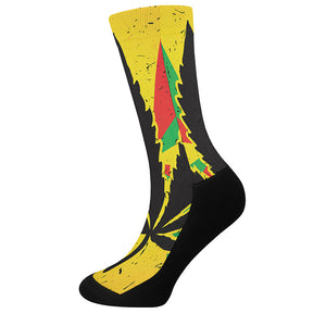 Cannabis Rasta Print Crew Socks