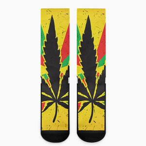 Cannabis Rasta Print Crew Socks