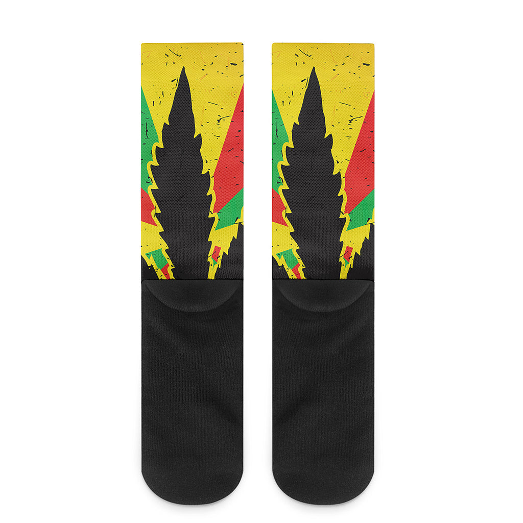 Cannabis Rasta Print Crew Socks