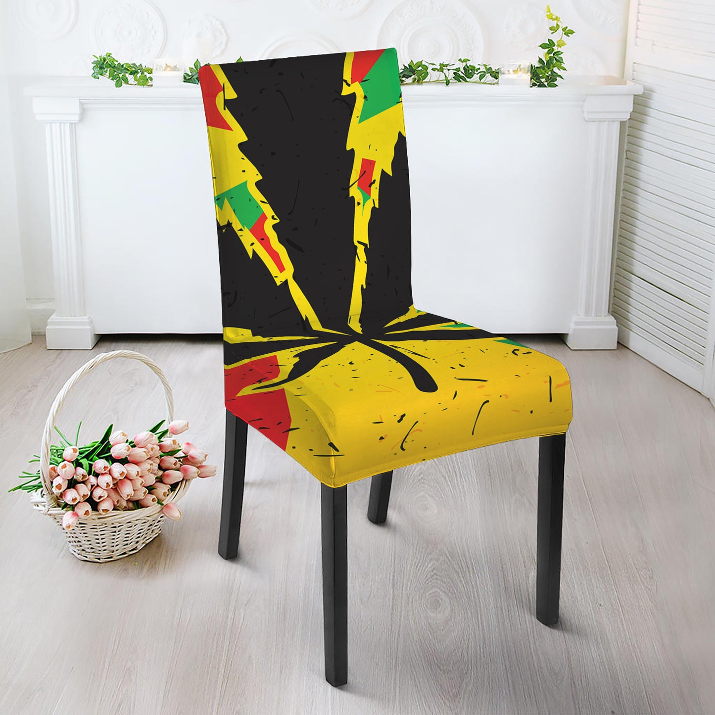 Cannabis Rasta Print Dining Chair Slipcover